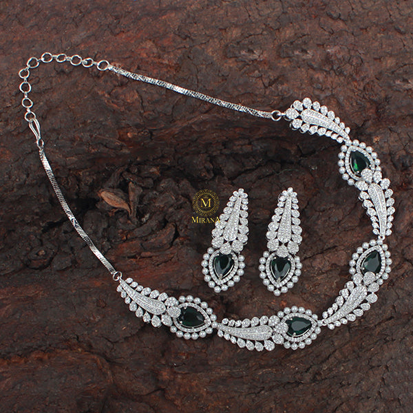 Giordi Emerald Green CZ Designer Necklace Set