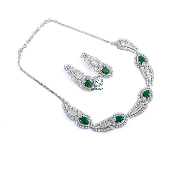 Giordi Emerald Green CZ Designer Necklace Set