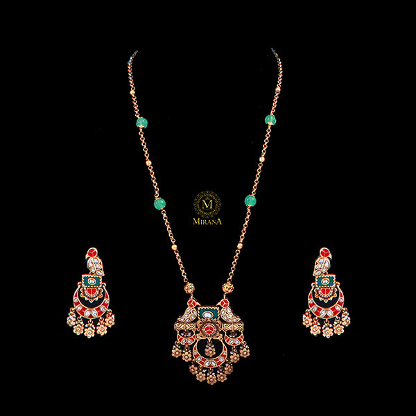 Sarika Antique Long Designer Necklace Set