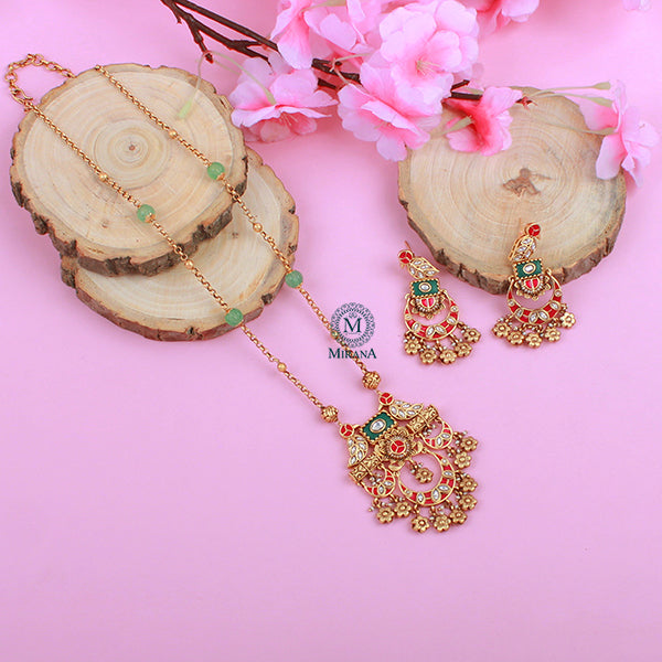 Sarika Antique Long Designer Necklace Set