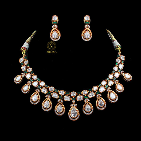 Amrai Emerald Green Polki Necklace Set