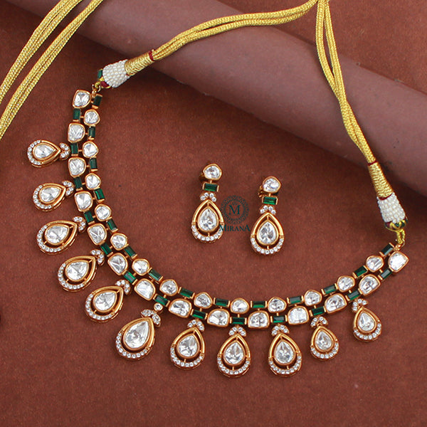 Amrai Emerald Green Polki Necklace Set