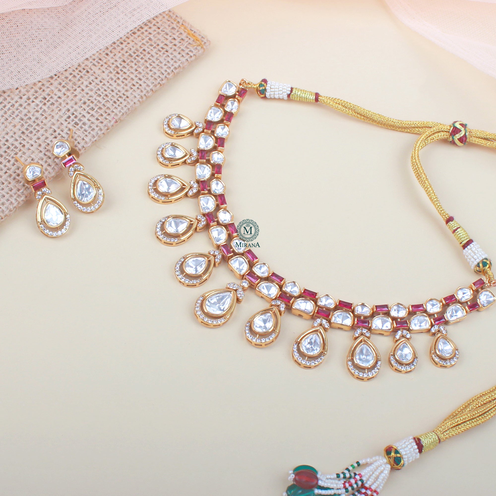 Amrai Ruby Polki Designer Necklace Set