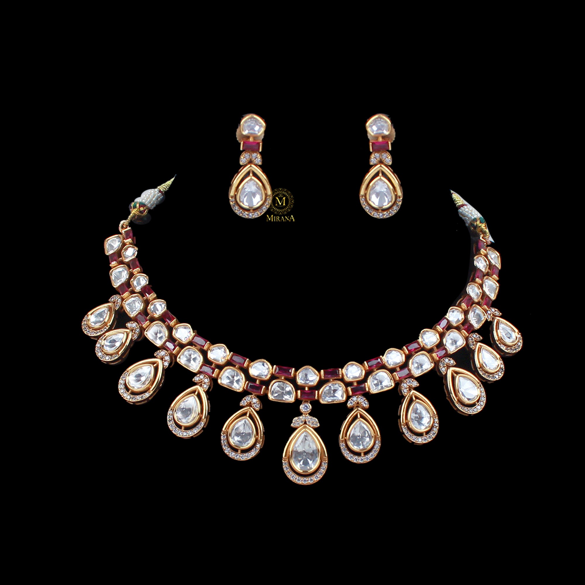Amrai Ruby Polki Designer Necklace Set