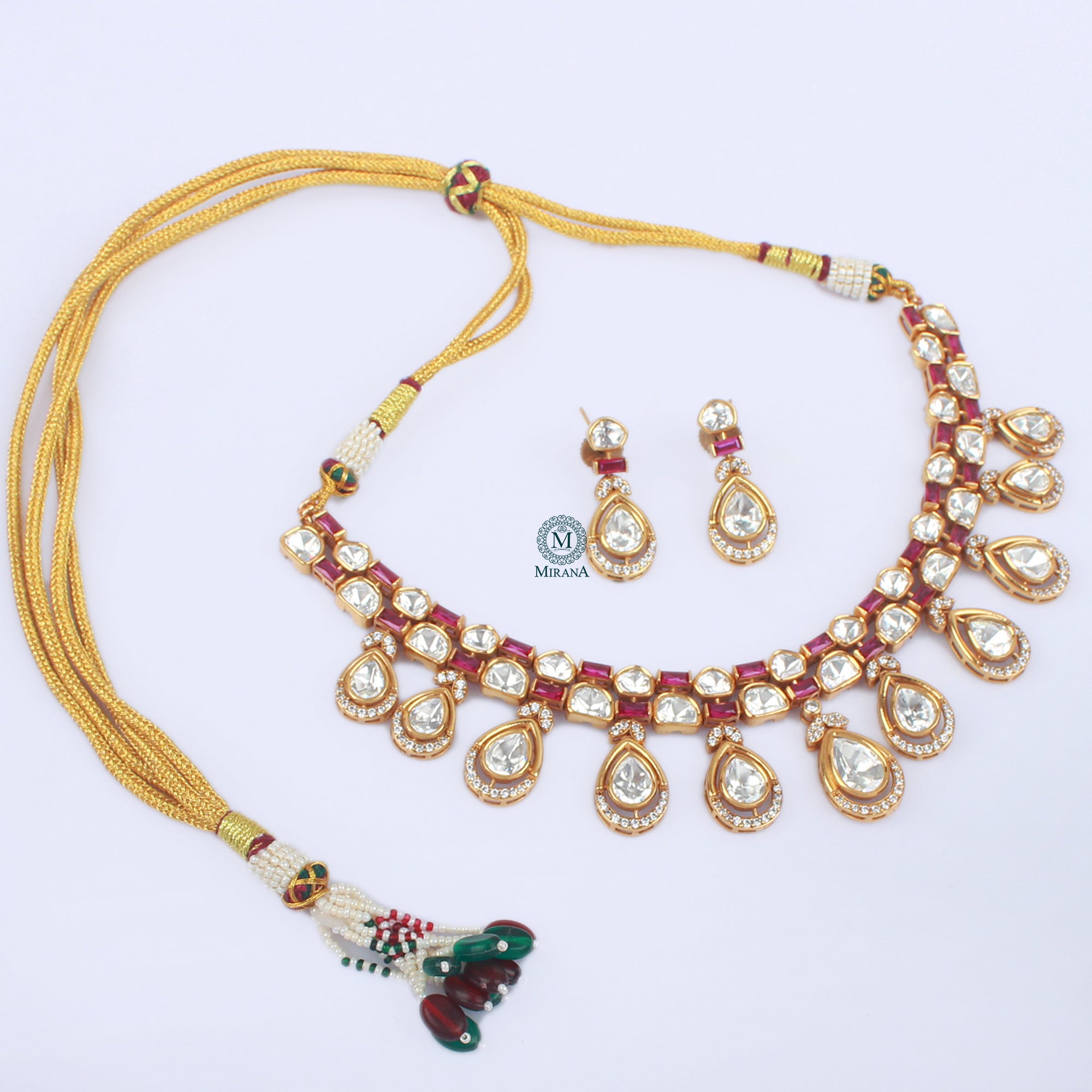 Amrai Ruby Polki Designer Necklace Set