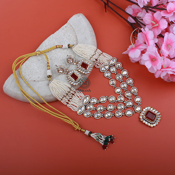 Ishanvi Layered Polki Designer Necklace Set