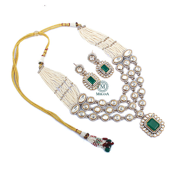 Ishanvi Layered Polki Designer Necklace Set