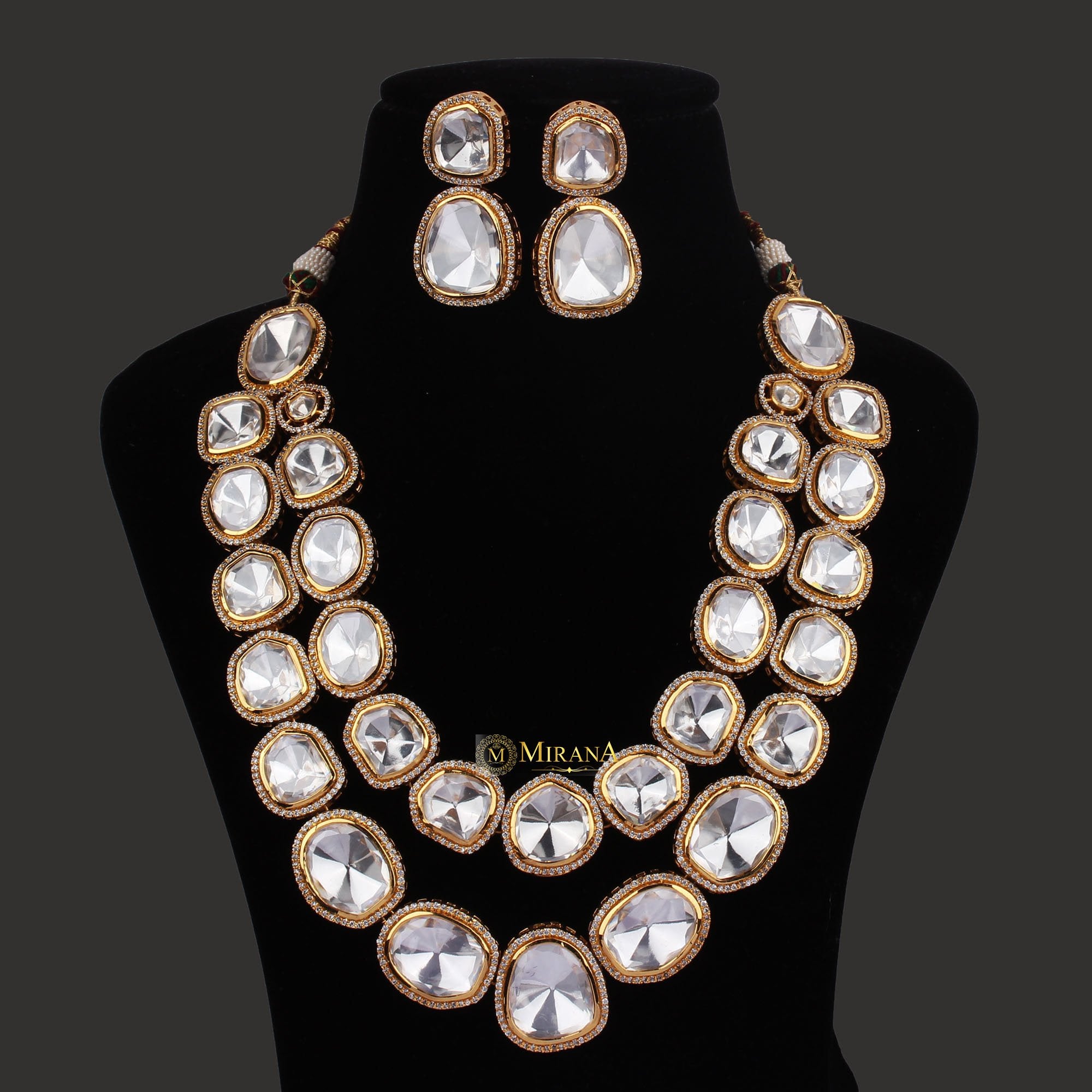 Double Layered Uncut Polki Necklace Set