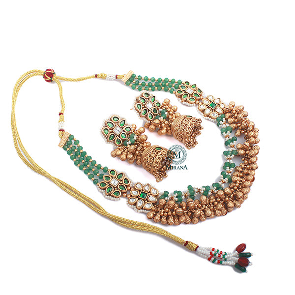 Kitashi Emerald Green Antique Necklace Set
