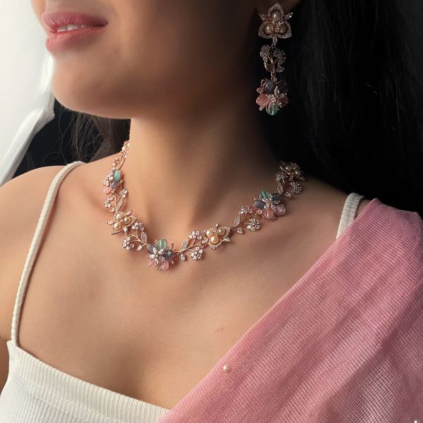 Pihu Fusion CZ Designer Necklace Set