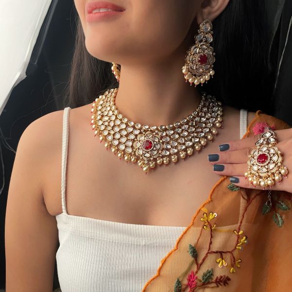 Inara Polki Bridal Designer Necklace Set
