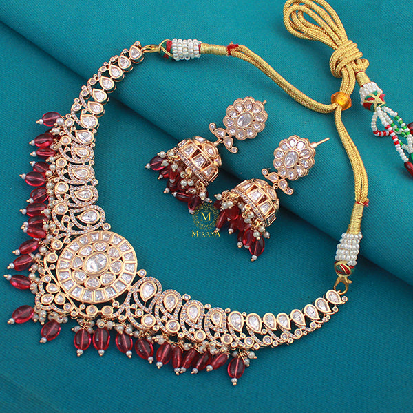 Gauri Ruby Polki Designer Necklace Set
