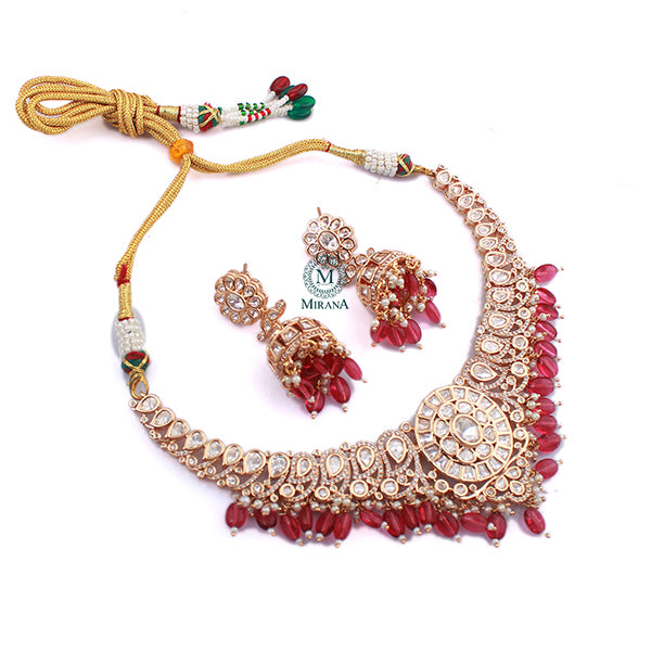 Gauri Ruby Polki Designer Necklace Set