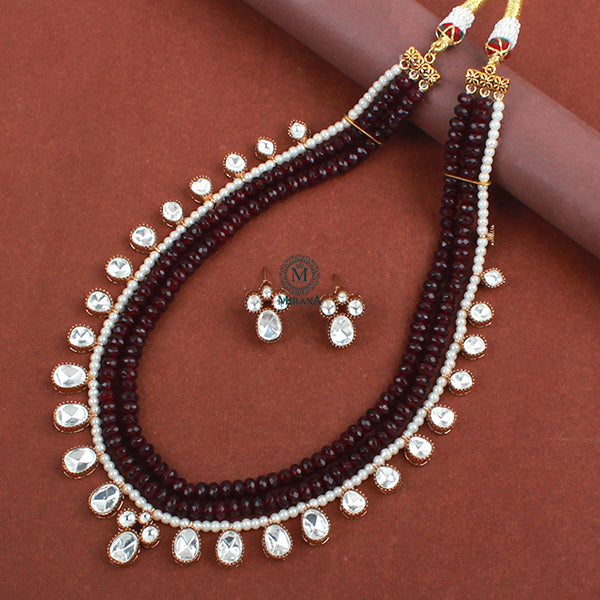 Dhanyasri Ruby Layered Moissanite Necklace Set
