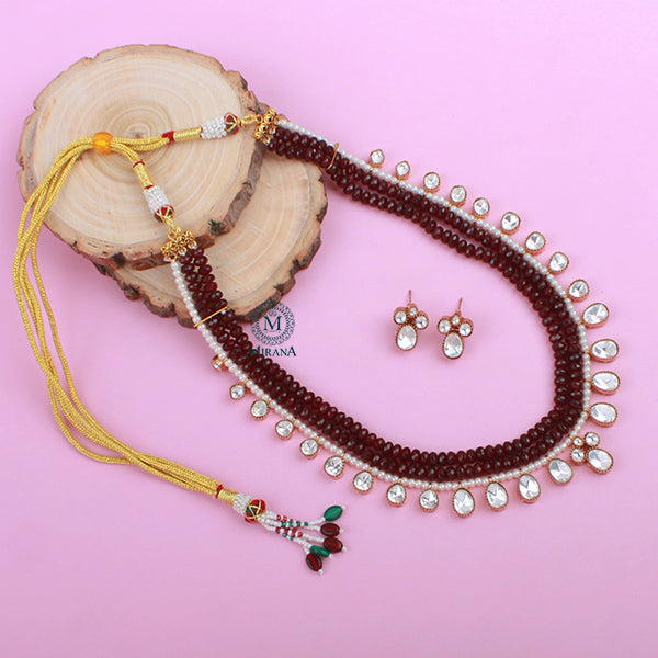 Dhanyasri Ruby Layered Moissanite Necklace Set