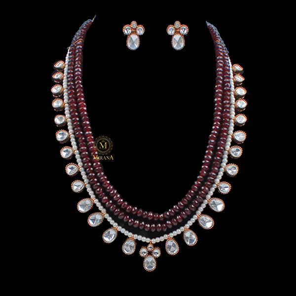 Dhanyasri Ruby Layered Moissanite Necklace Set