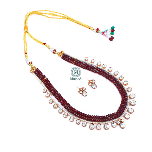 Dhanyasri Ruby Layered Moissanite Necklace Set