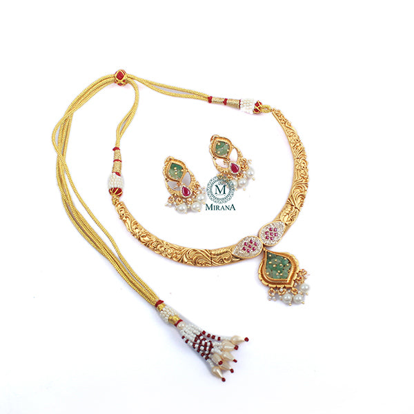 Surbhi Antique Husli Designer Necklace Set