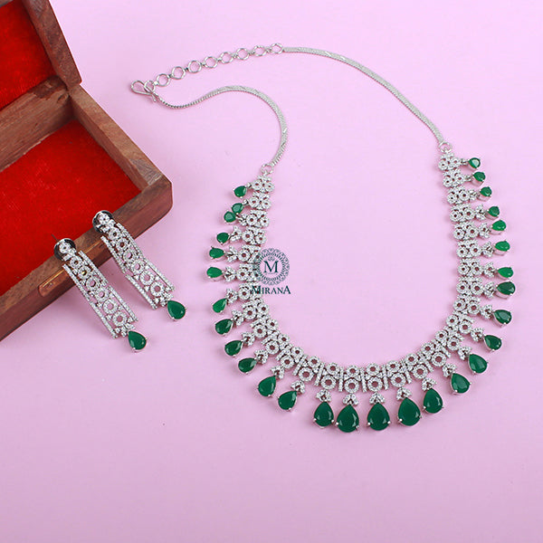 Lilah Emerald Green CZ Designer Necklace Set