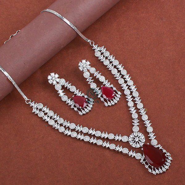 Lovey Ruby CZ Designer Necklace Set