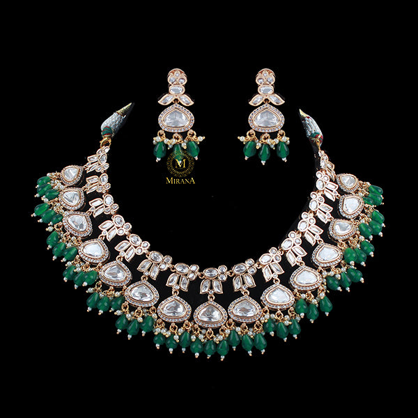 Supriya Green Polki Designer Necklace Set