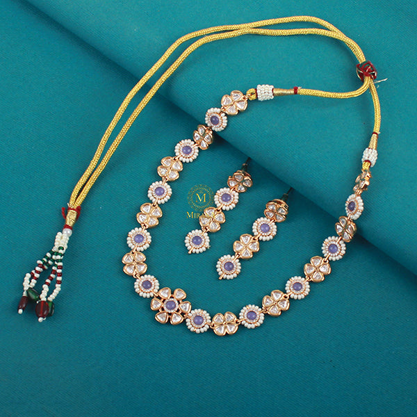 Chandni Lavender Polki Designer Necklace Set