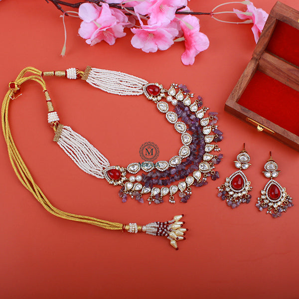 Simora Pearl Layered Designer Necklace Set