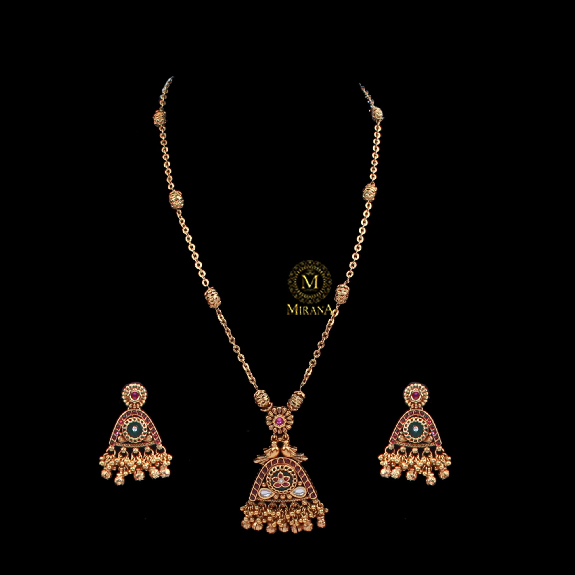 Veena Antique Designer Long Necklace Set