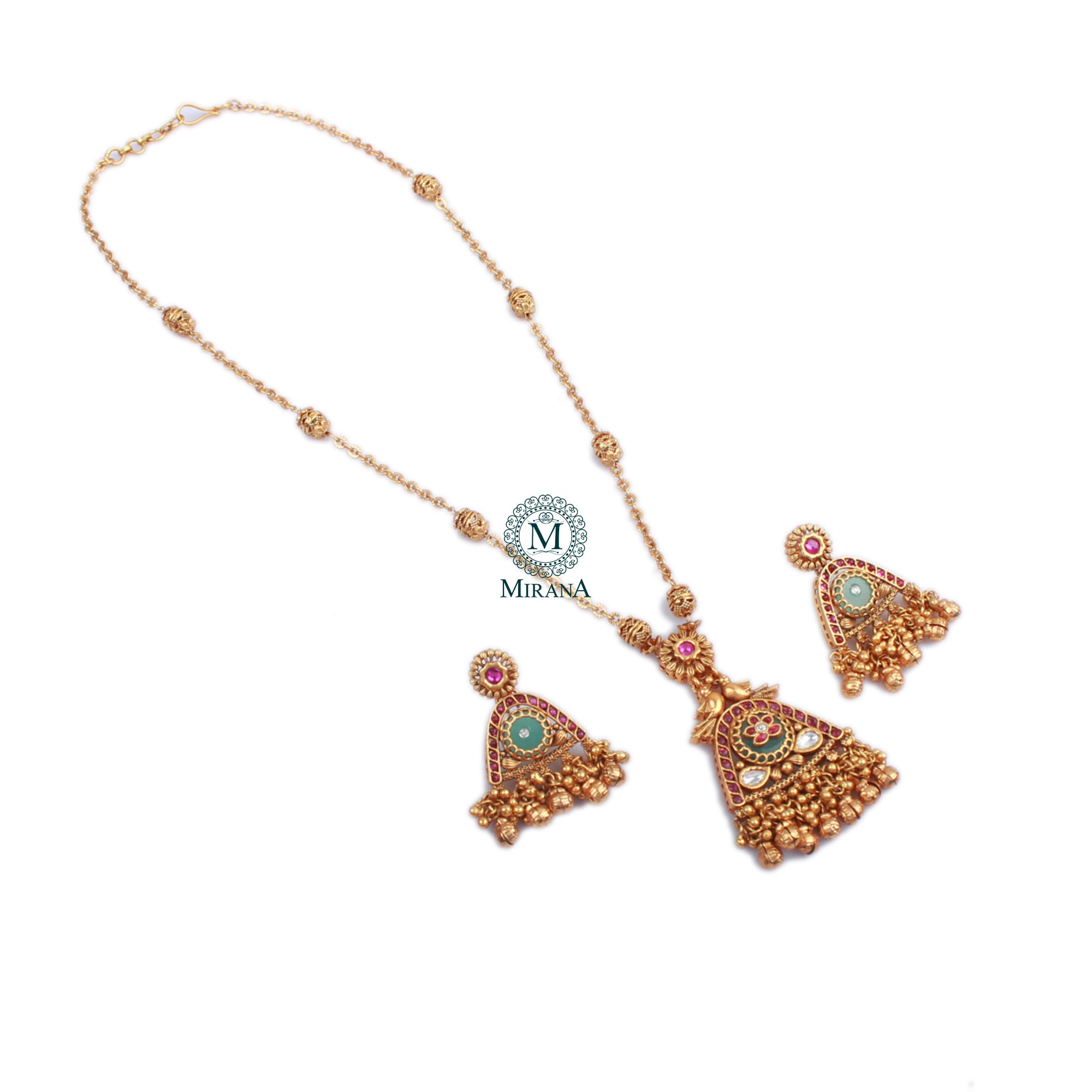 Veena Antique Designer Long Necklace Set