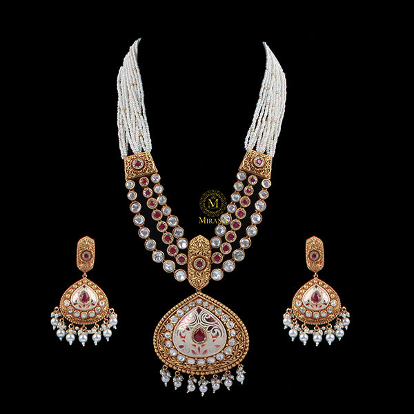 Manika Ruby Designer Long Necklace Set