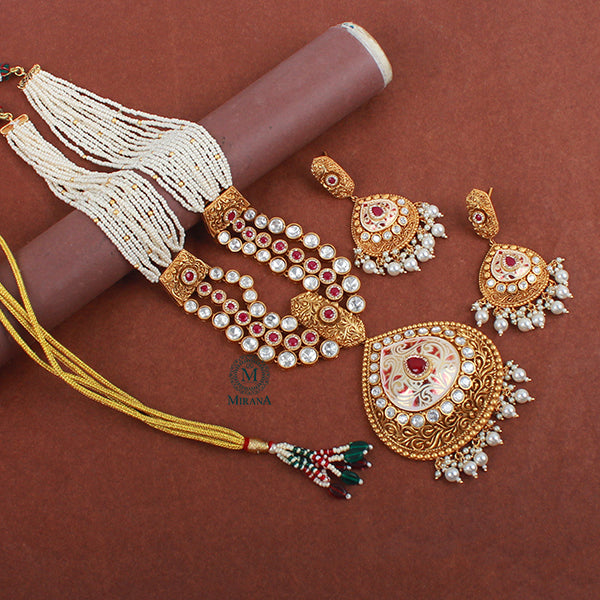 Manika Ruby Designer Long Necklace Set