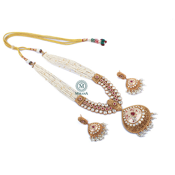 Manika Ruby Designer Long Necklace Set