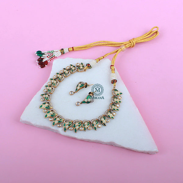 Naina Emerald Green Polki Necklace Set