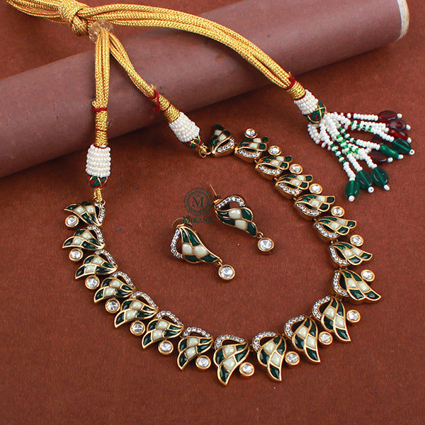 Naina Emerald Green Polki Necklace Set