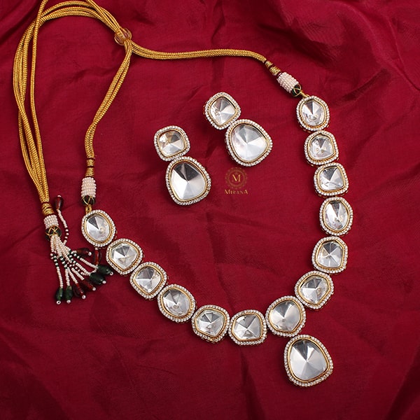Single Line Uncut Polki Necklace Set