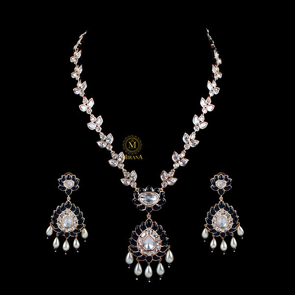 Nimmi Sapphire Blue Polki Necklace Set
