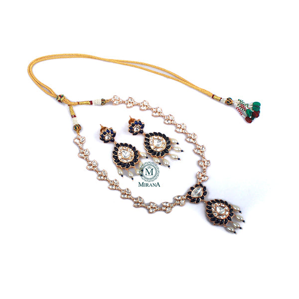 Nimmi Sapphire Blue Polki Necklace Set