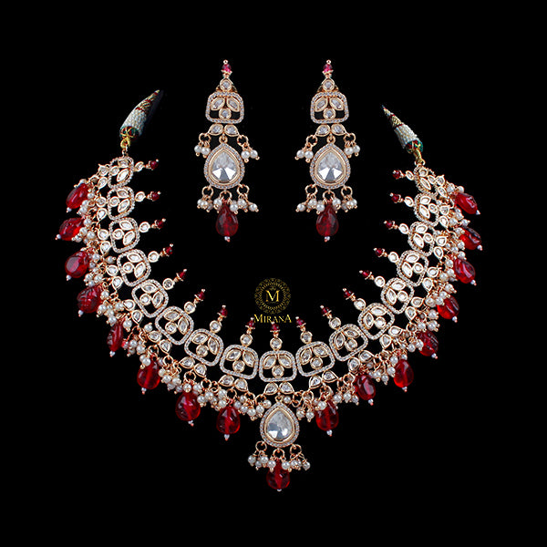 Shushrusha Ruby Polki Designer Necklace Set