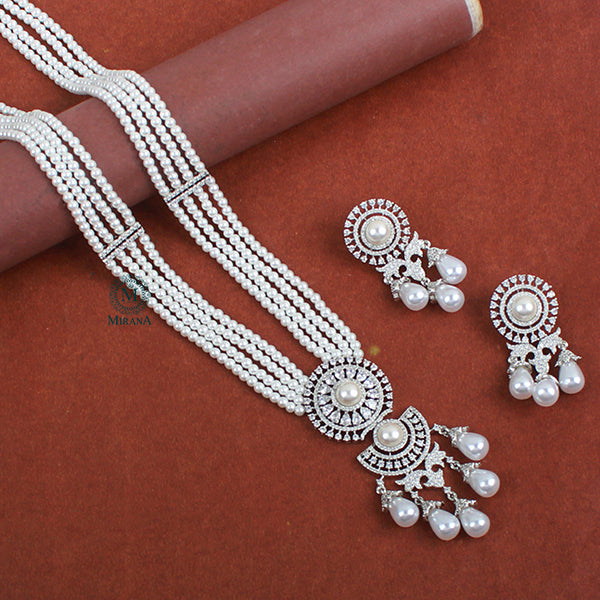 Alaina Pearl CZ Designer Necklace Set