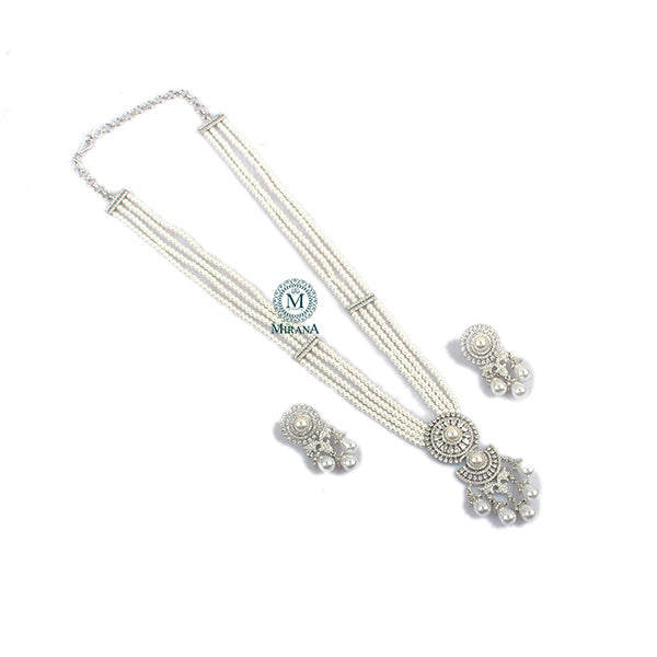 Alaina Pearl CZ Designer Necklace Set