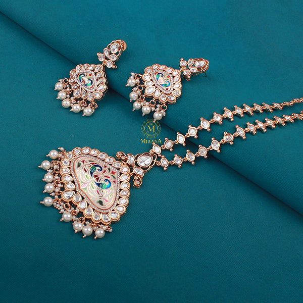 Prita Polki Designer Long Necklace Set