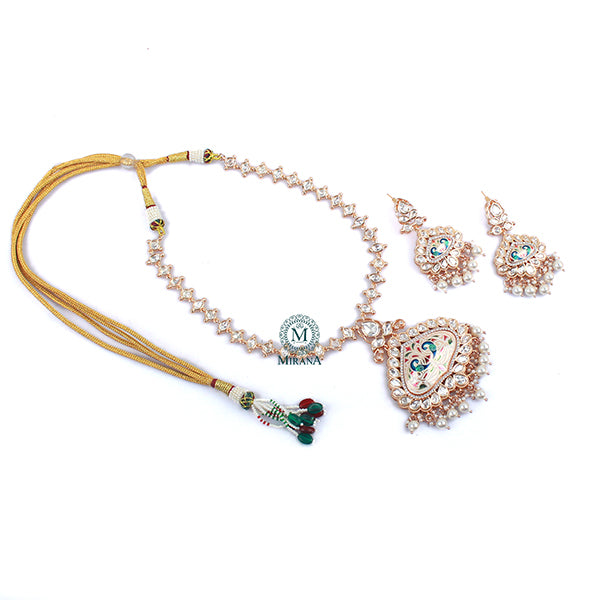 Prita Polki Designer Long Necklace Set