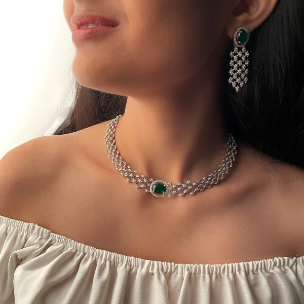 Ena CZ Designer Necklace Set
