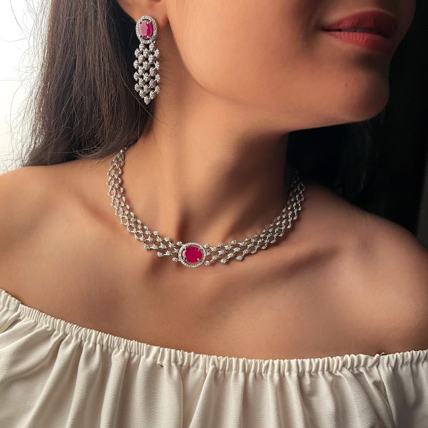 Ena CZ Designer Necklace Set