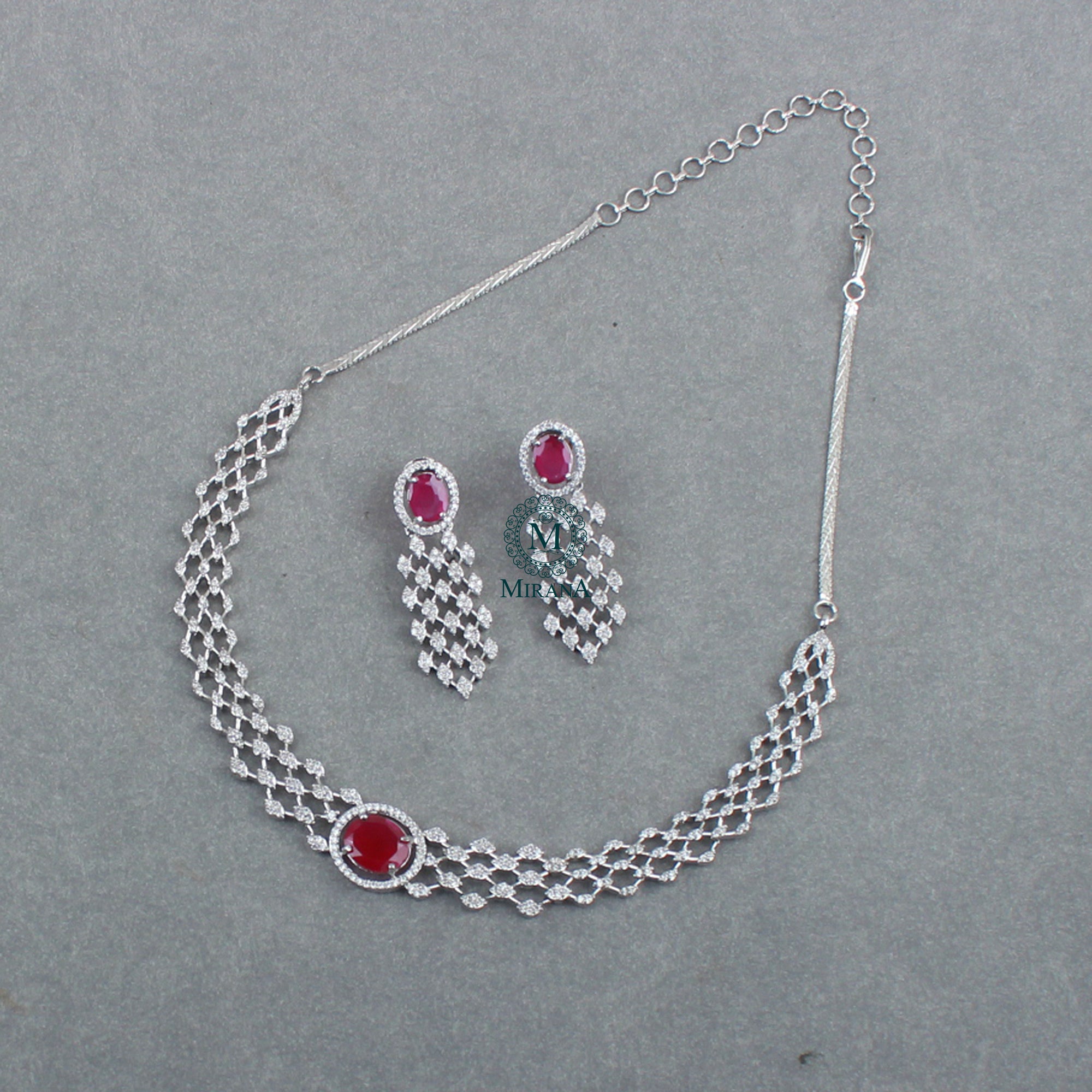 Ena CZ Designer Necklace Set