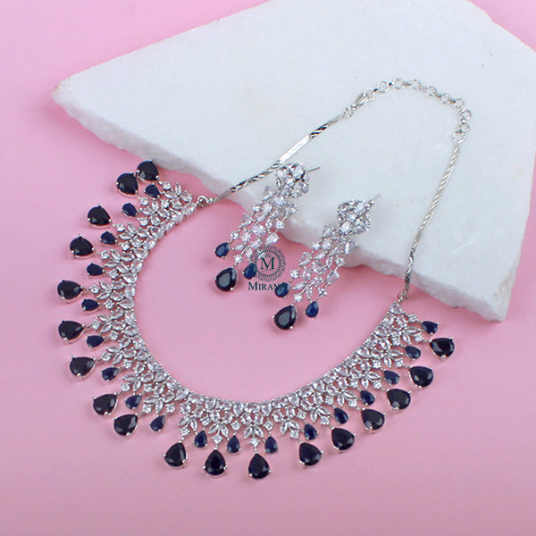 Brita Sapphire Blue Designer Necklace Set
