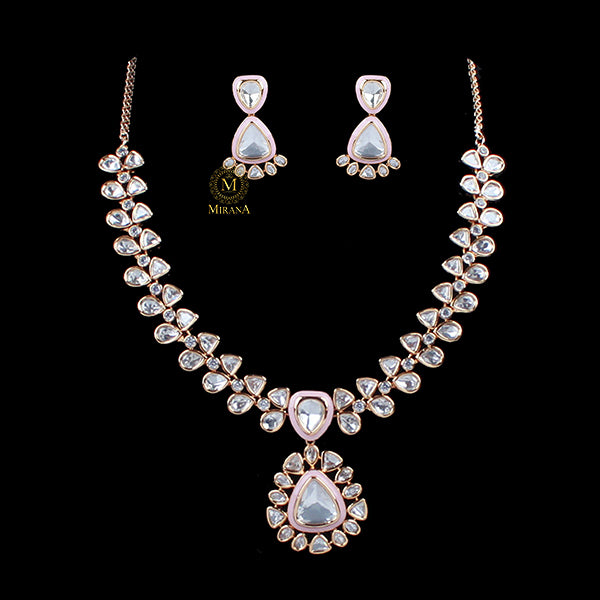 Siya Pastel Pink Polki Designer Necklace Set