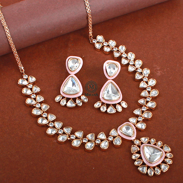 Siya Pastel Pink Polki Designer Necklace Set