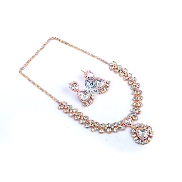 Siya Pastel Pink Polki Designer Necklace Set