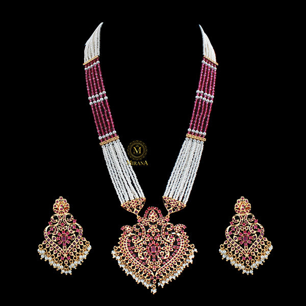 Mayuri Ruby Jadau Designer Long Necklace Set